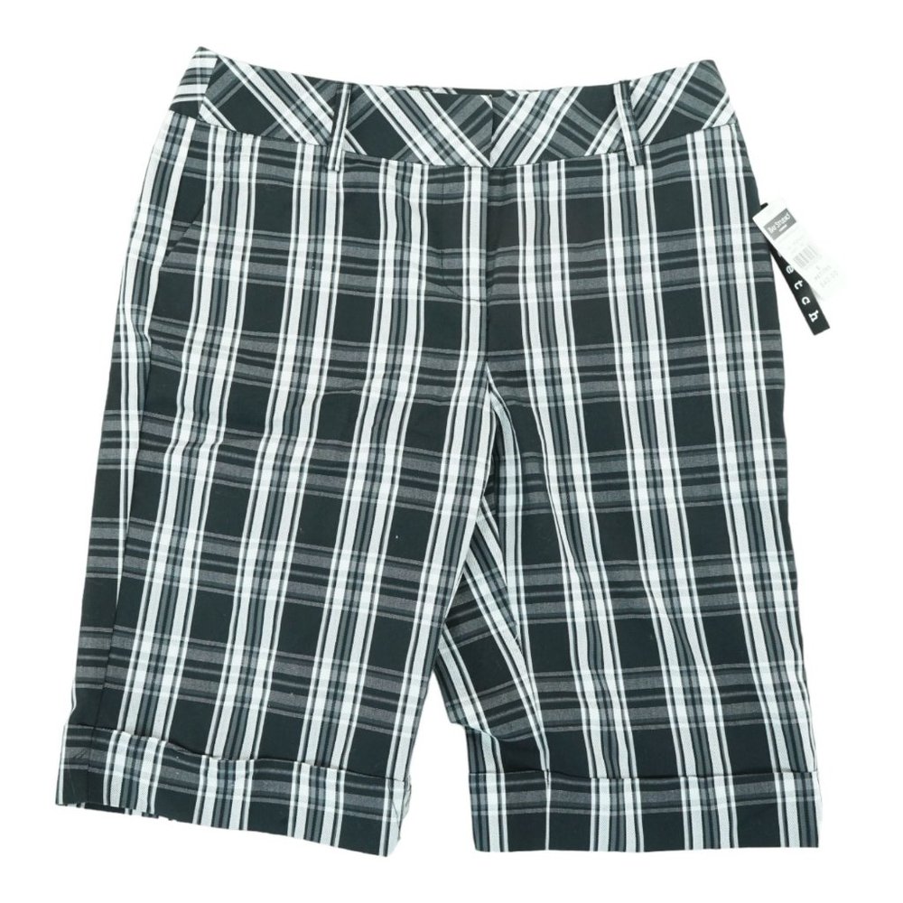 Bay Studio Plaid Black/Gray/White Career Petite Shorts 8